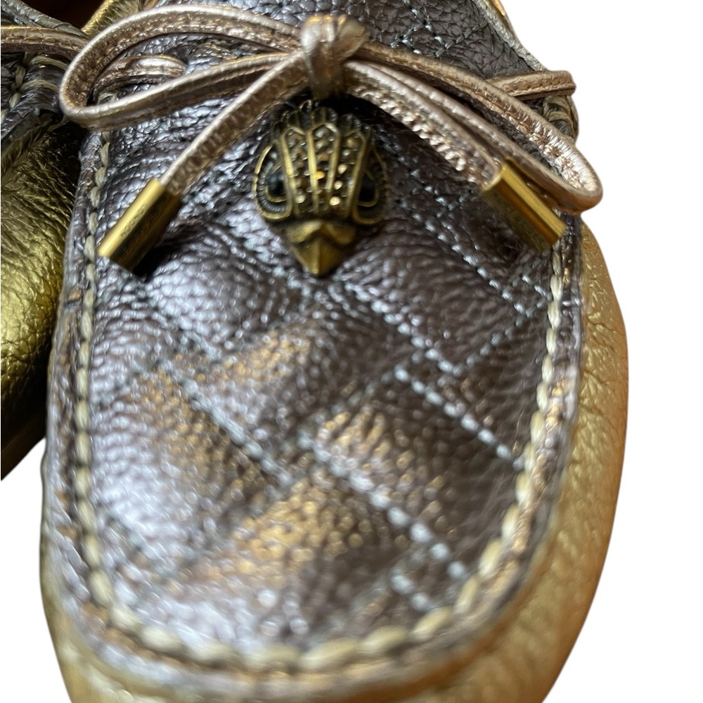 Kurt Geiger London Metallic Quilted Leather Loafers Crown Charm Bow Moccasins - Picture 11 of 16